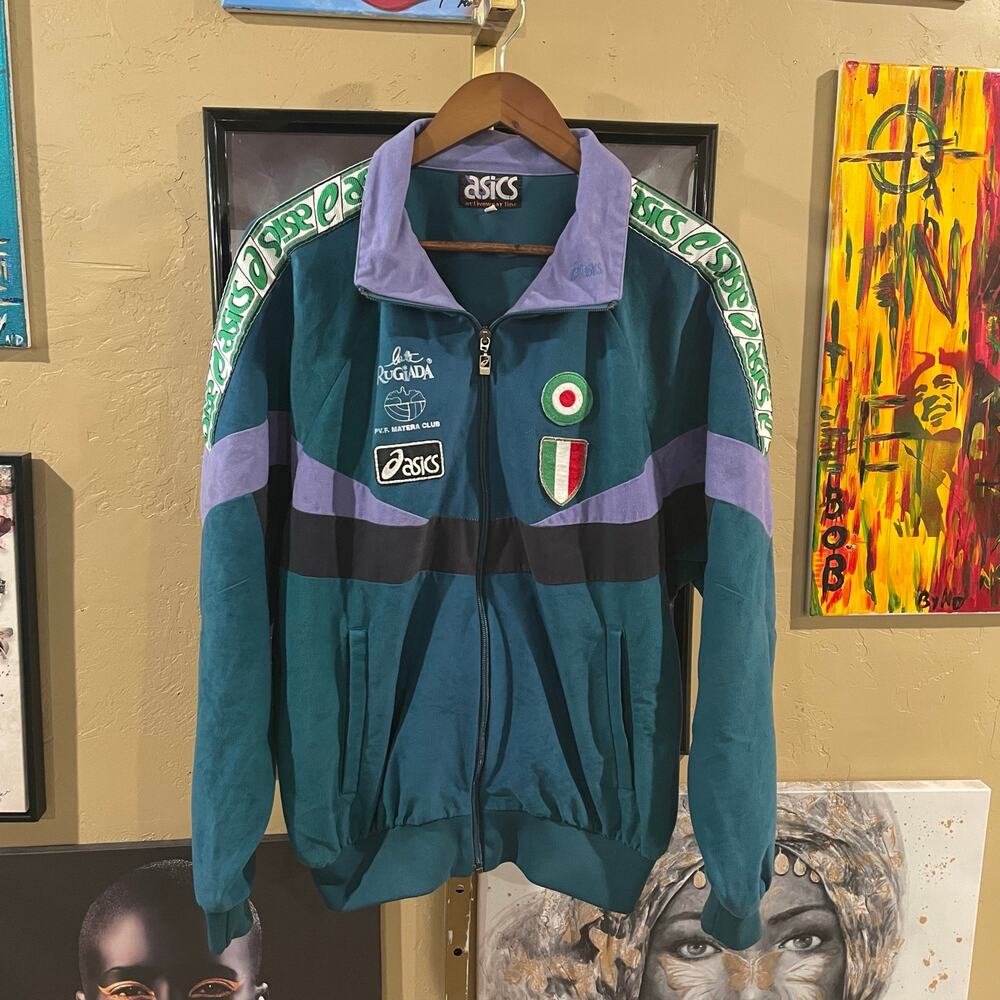 90s Asics Rare Italian Vintage Imported Woman's Volleyball Retro Track Jacket M